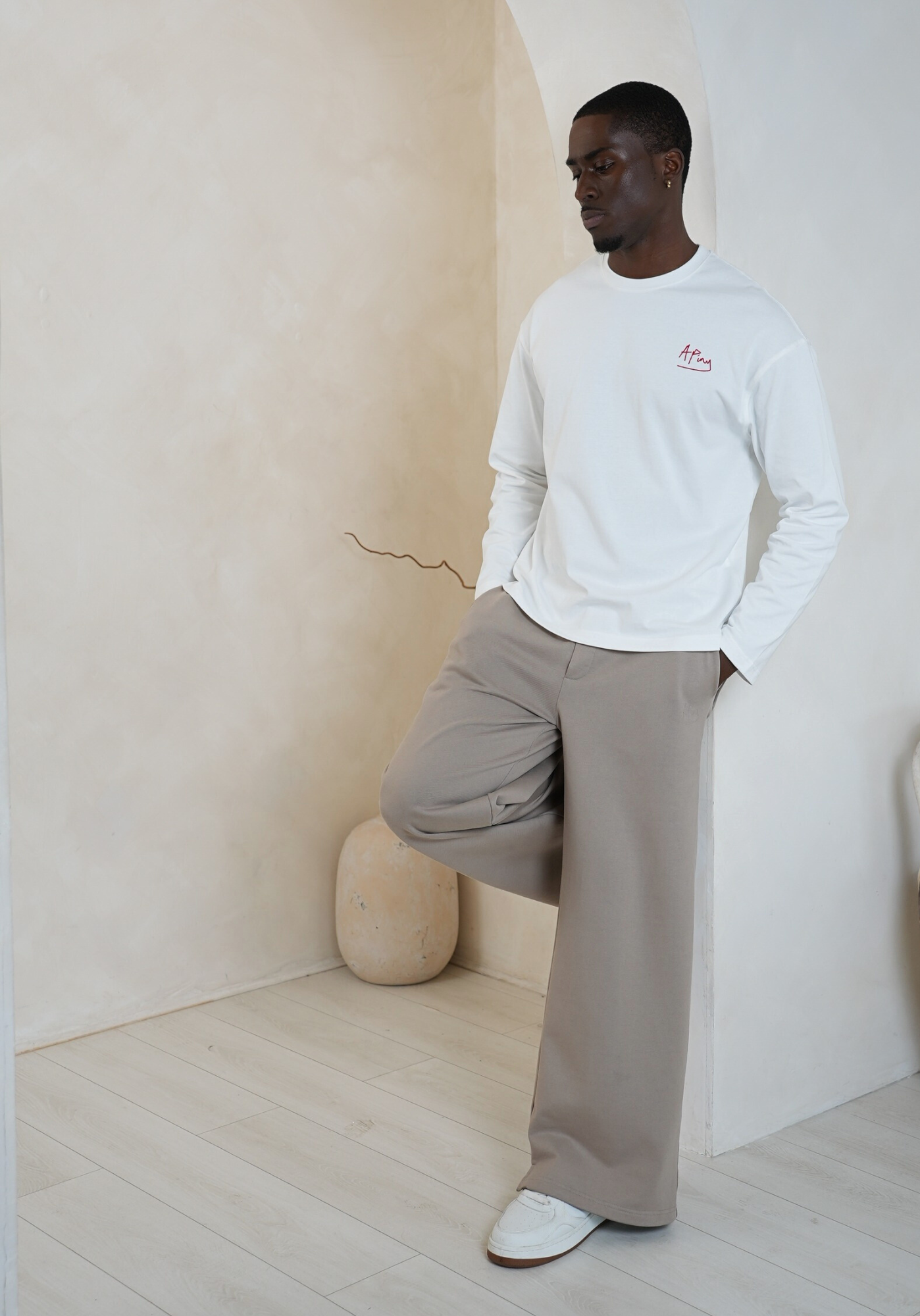 APINY Core Layer Crewneck Long-sleeve Tee - WHITE