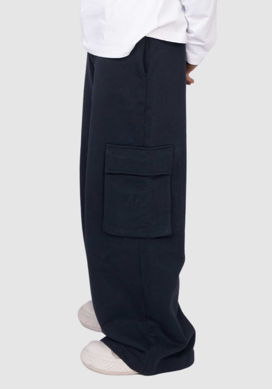 APINY Structured Utility Cargo Trousers - WASHED BLACK