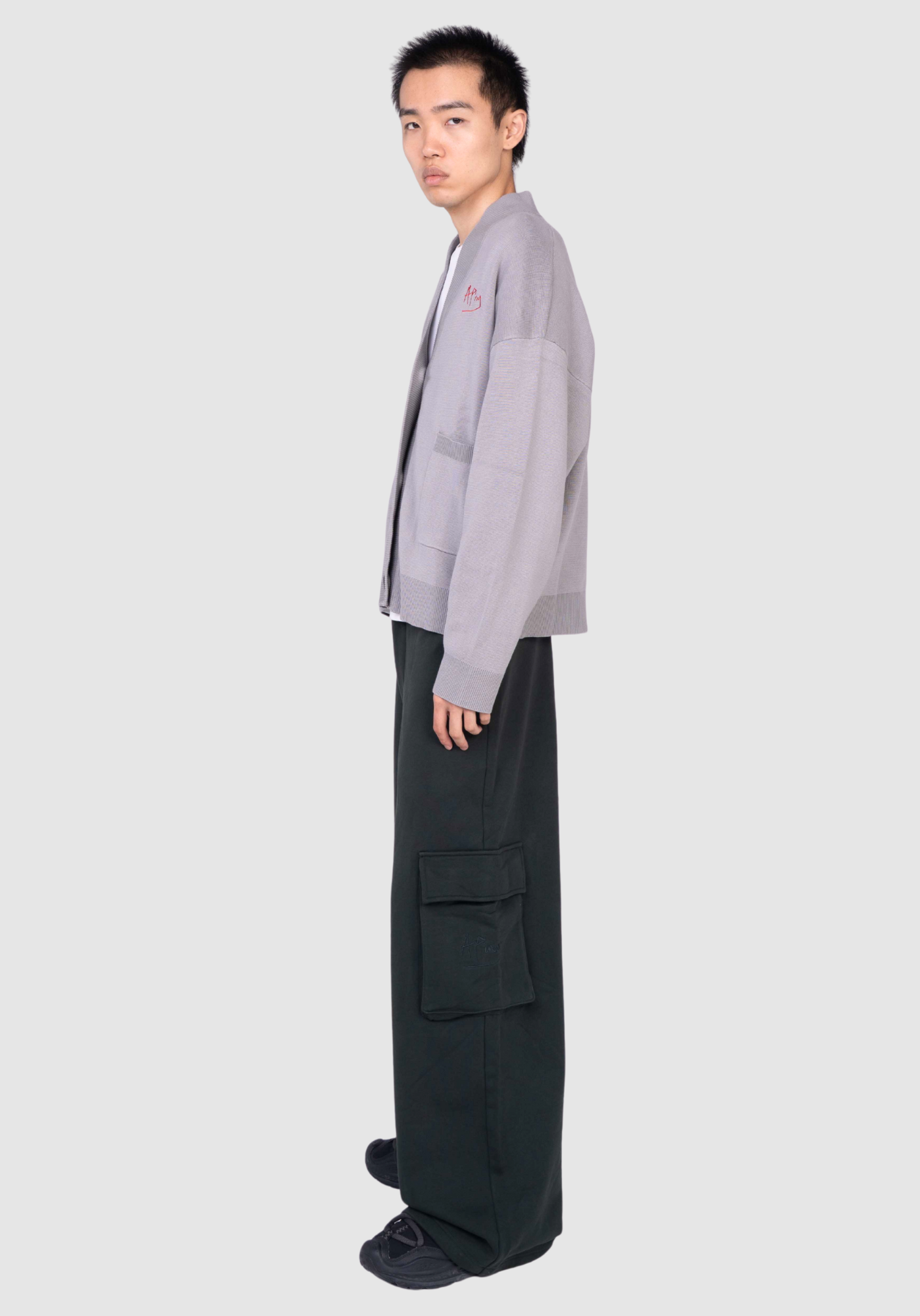 APINY Grey Core Button-Up Knit Cardigan