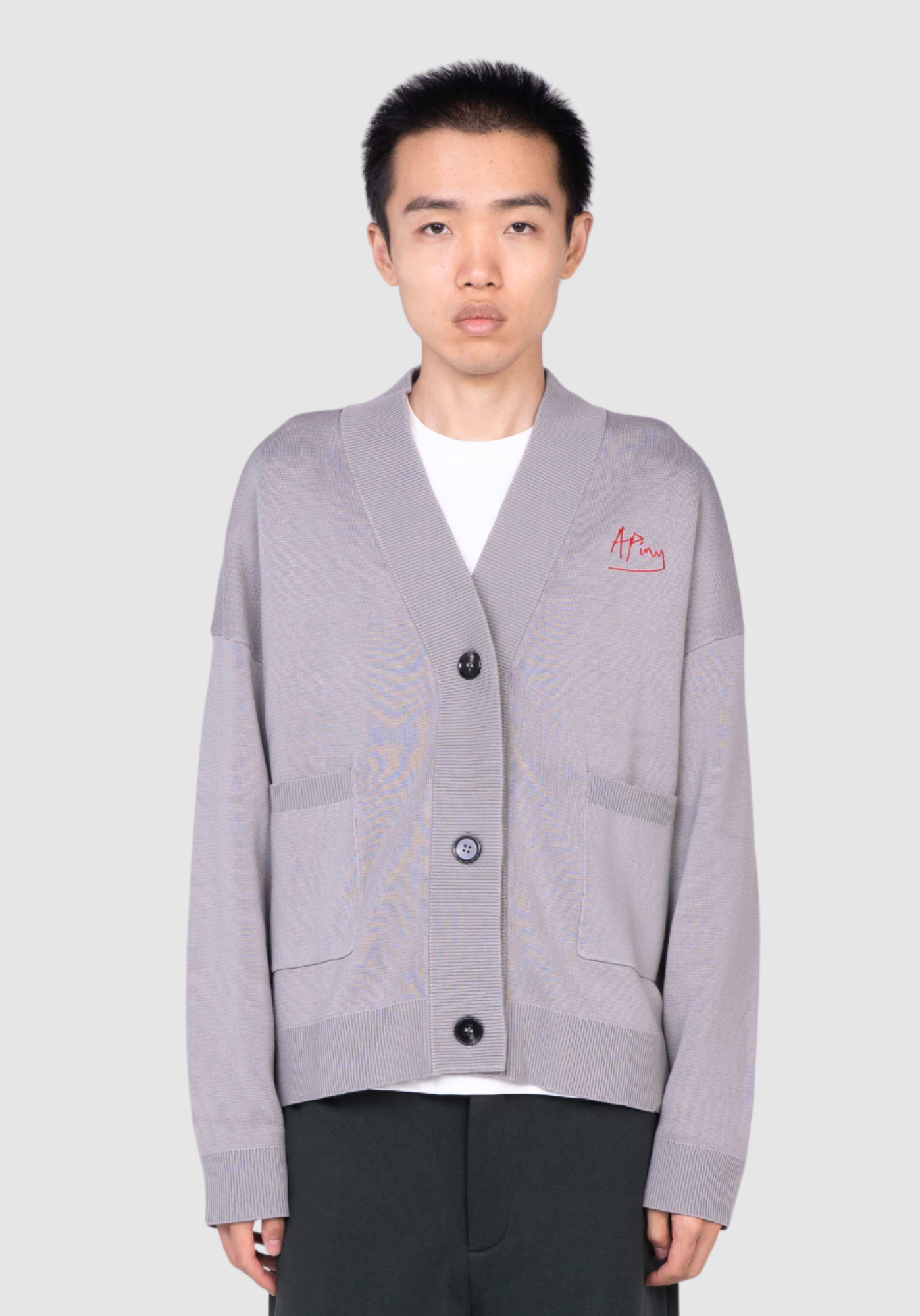 APINY Grey Core Button-Up Knit Cardigan