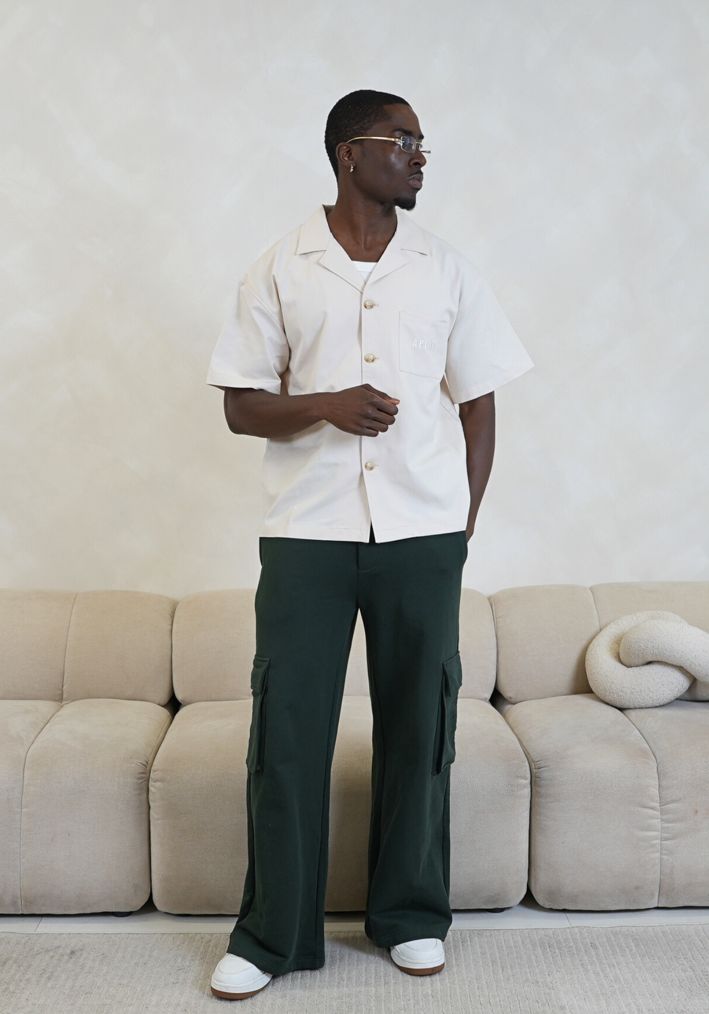 APINY Structured Utility Cargo Trousers - DARK GREEN